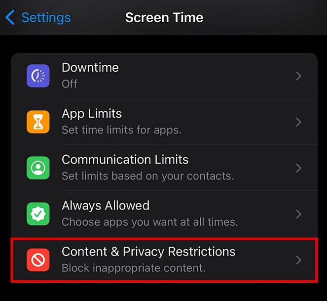 Apple Content & Privacy Restrictions