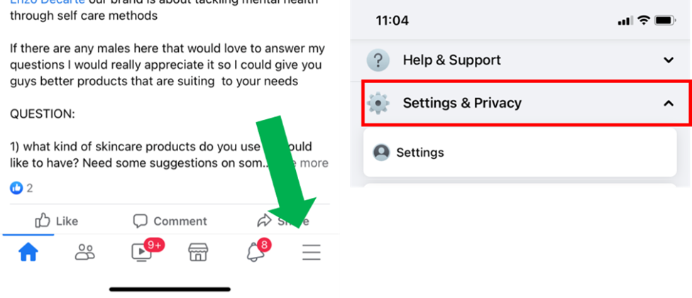 facebook settings & privacy
